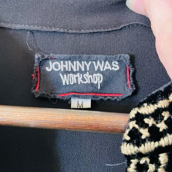 Johnny Was 100% Silk Embroidered Dress Black/Tan Himmel Boho Tunic Dress Medium - Picture 4 of 7